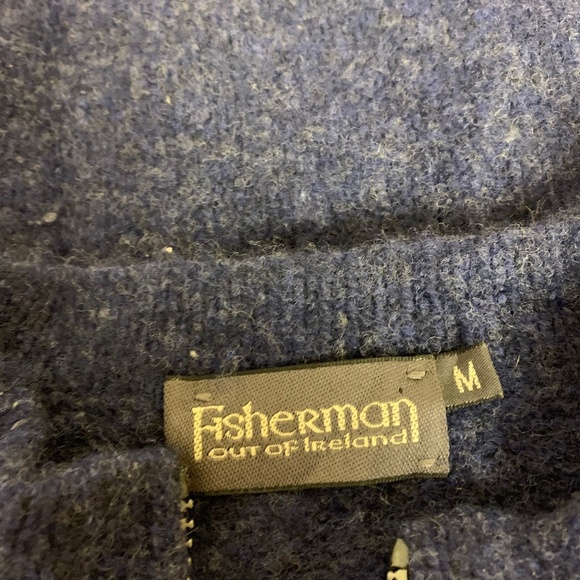 Fisherman Out of Ireland women sweater SZ M navy wool & cashmere warm outdoors - Picture 4 of 10